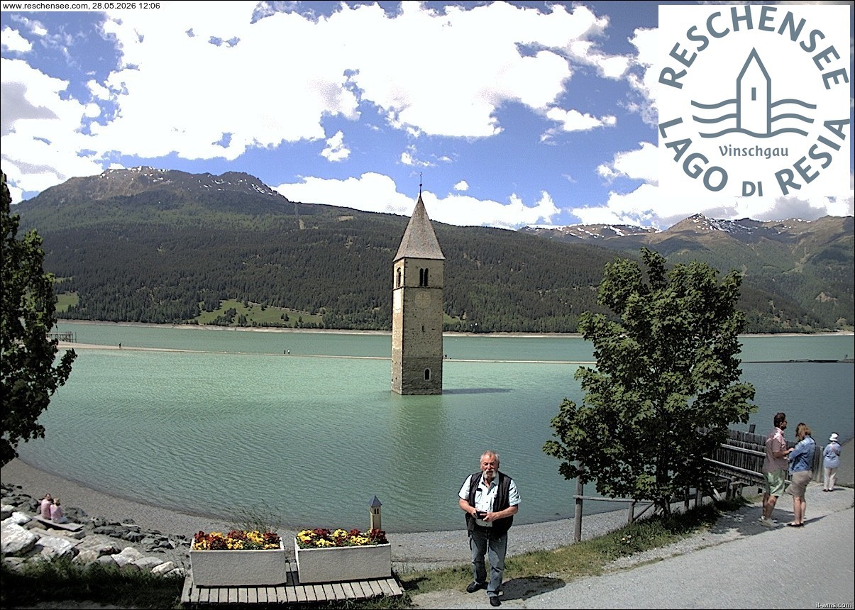 Archiv Foto Webcam Reschensee mit versunkenem Turm