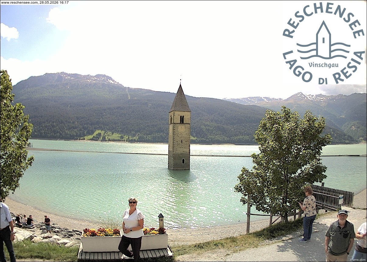 Archiv Foto Webcam Reschensee mit versunkenem Turm