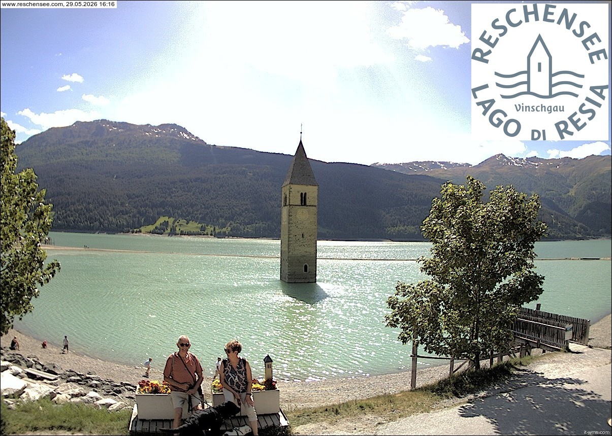 Archiv Foto Webcam Reschensee mit versunkenem Turm