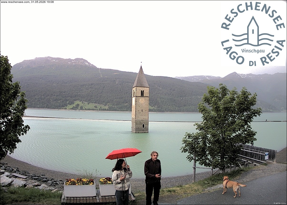 Archiv Foto Webcam Reschensee mit versunkenem Turm