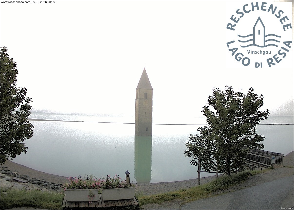 Archiv Foto Webcam Reschensee mit versunkenem Turm