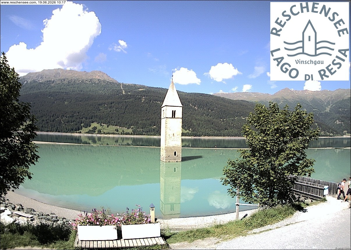 Archiv Foto Webcam Reschensee mit versunkenem Turm