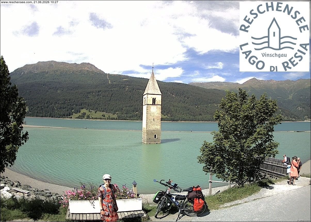 Archiv Foto Webcam Reschensee mit versunkenem Turm