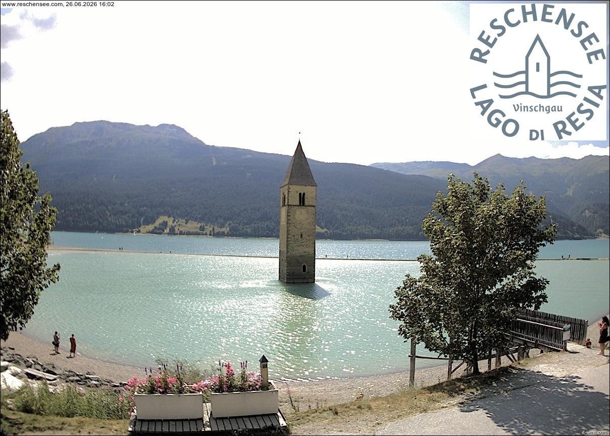 Archiv Foto Webcam Reschensee mit versunkenem Turm