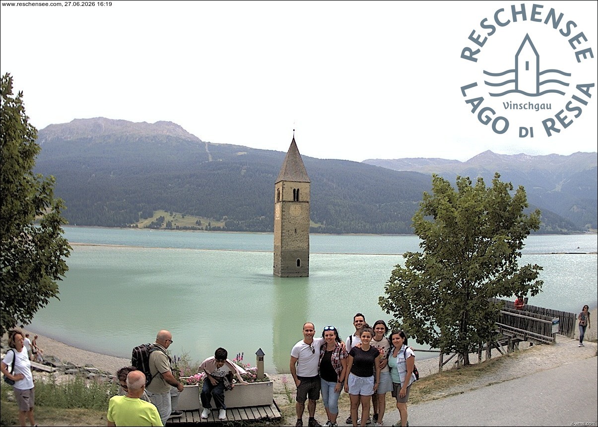 Archiv Foto Webcam Reschensee mit versunkenem Turm