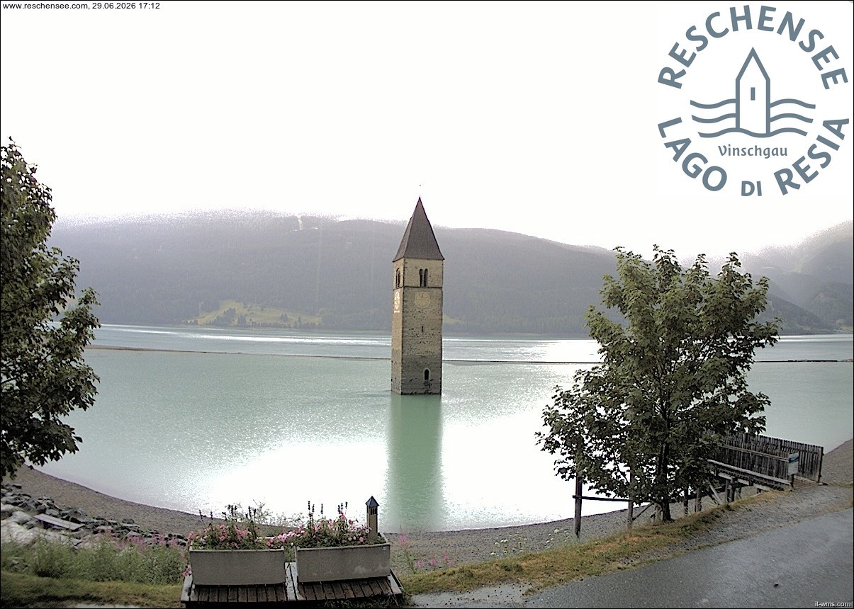 Archiv Foto Webcam Reschensee mit versunkenem Turm