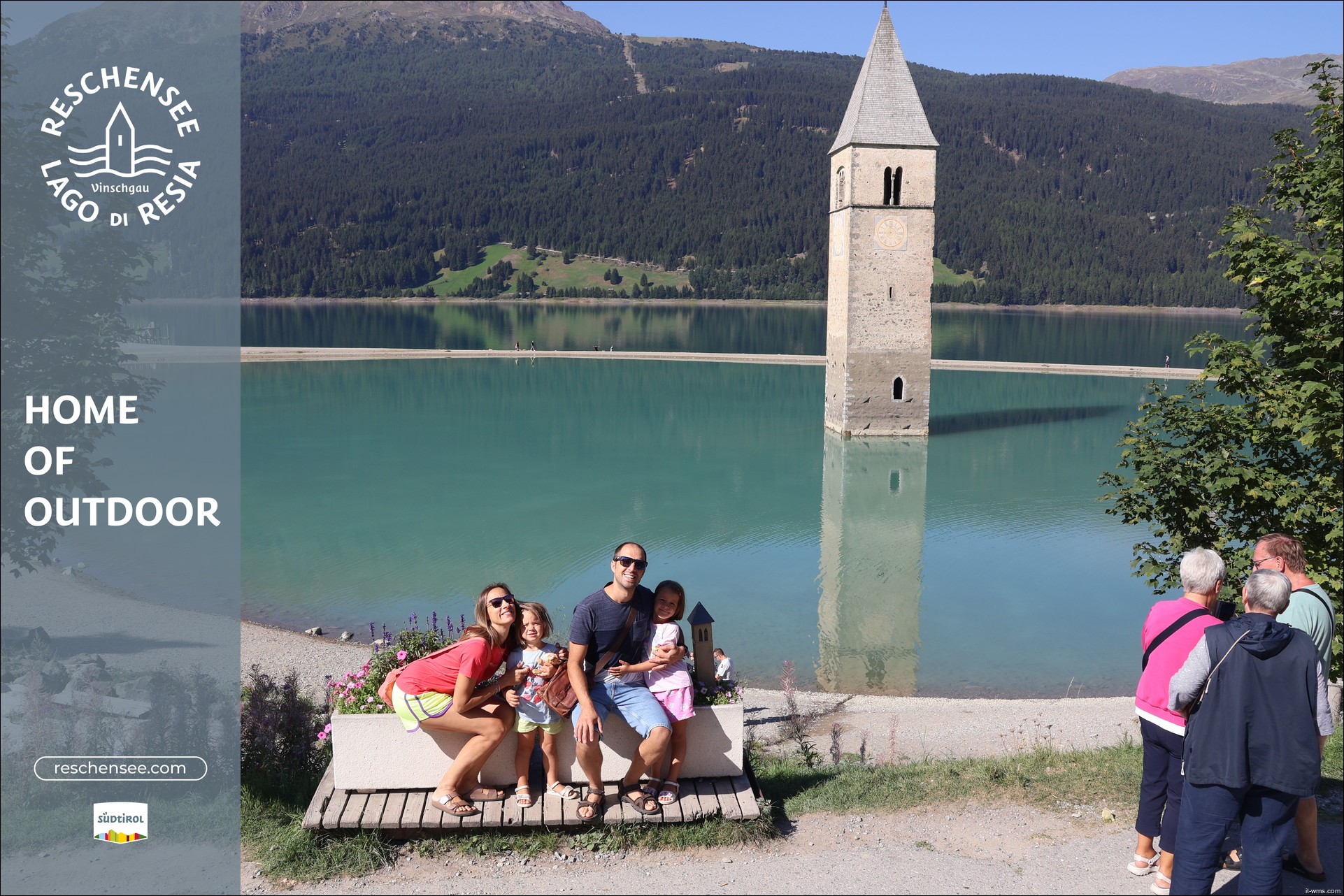 Archived image Webcam Lake Resia and the symbol of Venosta Valley