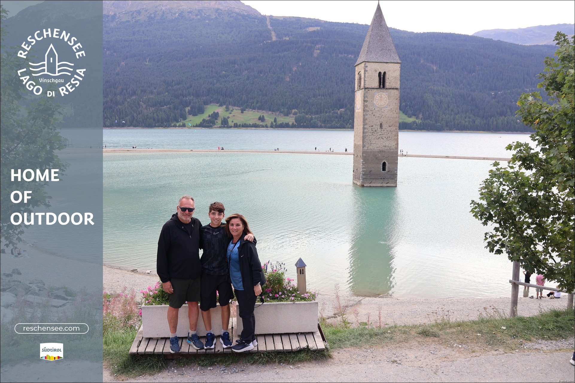 Archived image Webcam Lake Resia and the symbol of Venosta Valley
