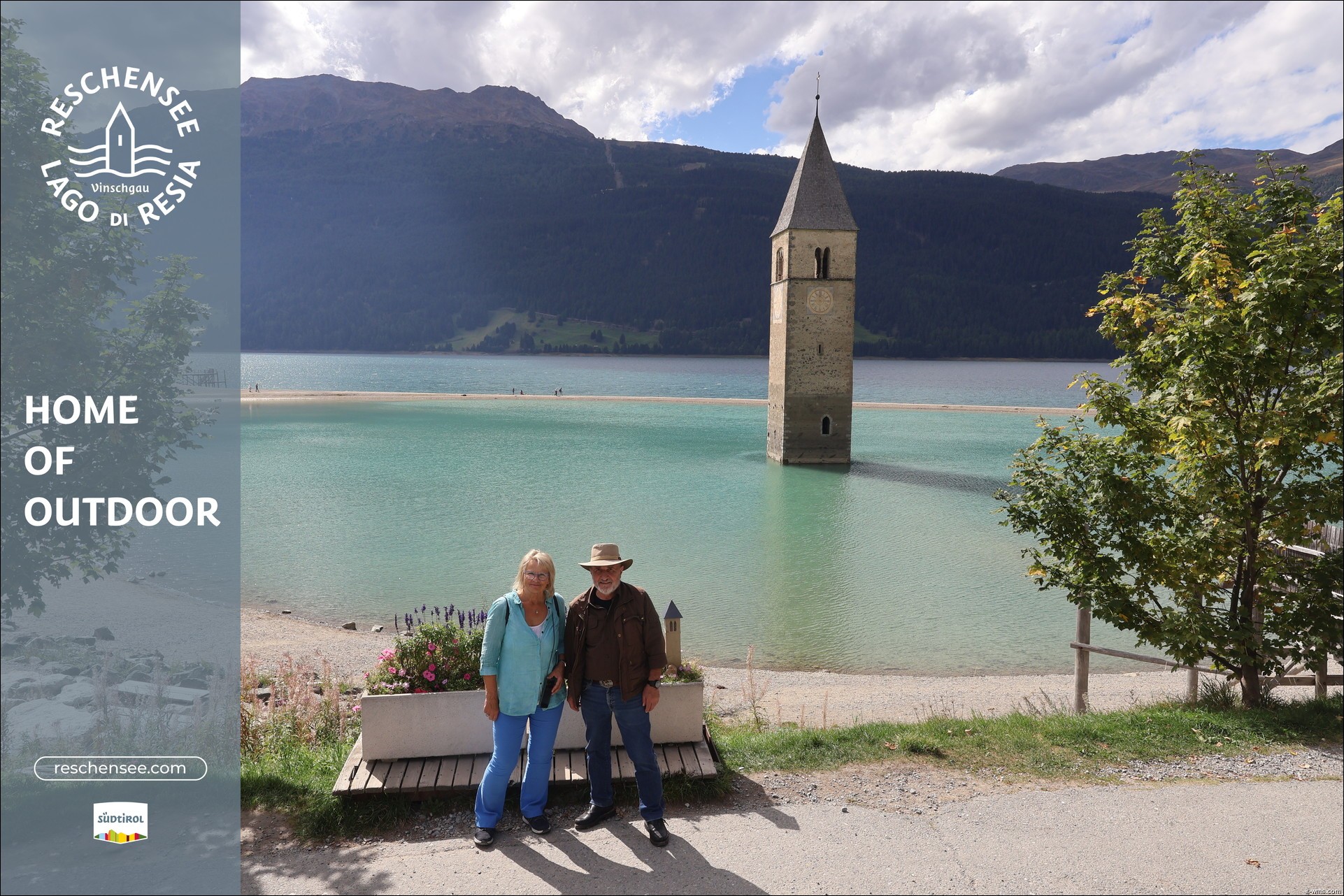 Archived image Webcam Lake Resia and the symbol of Venosta Valley