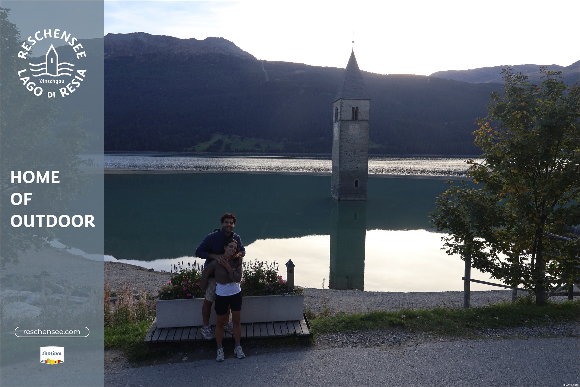 Archived image Webcam Lake Resia and the symbol of Venosta Valley