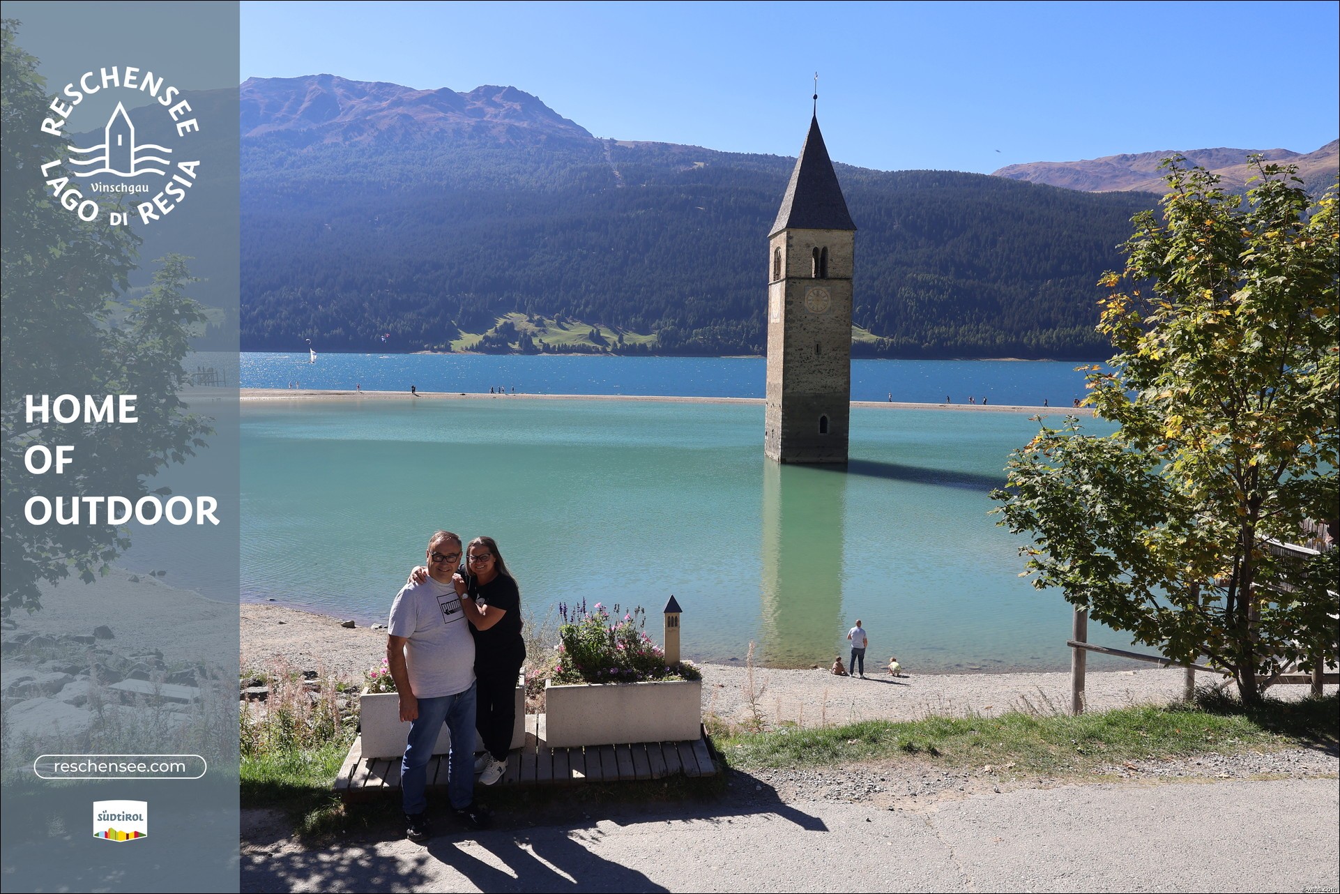 Archived image Webcam Lake Resia and the symbol of Venosta Valley