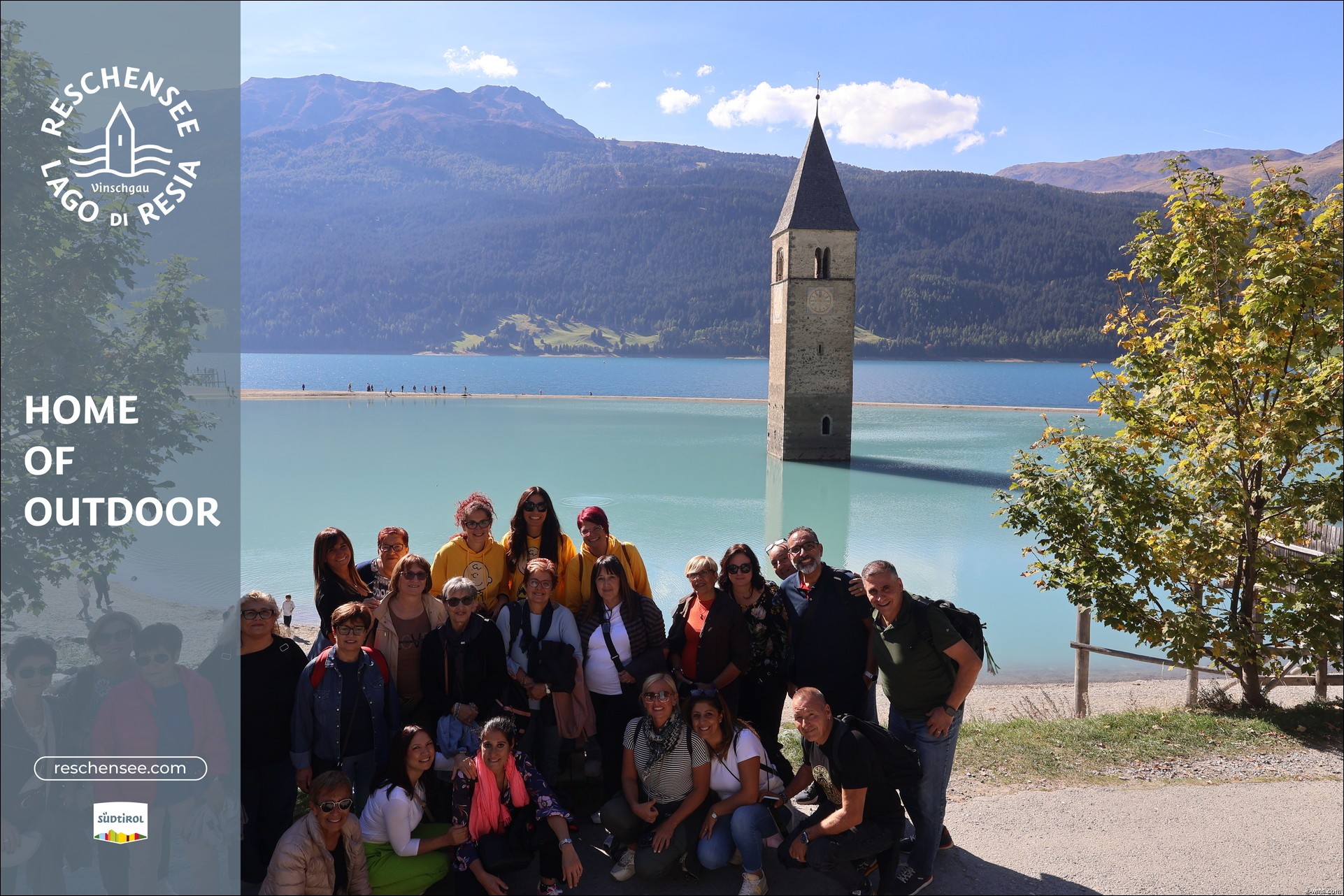 Archived image Webcam Lake Resia and the symbol of Venosta Valley