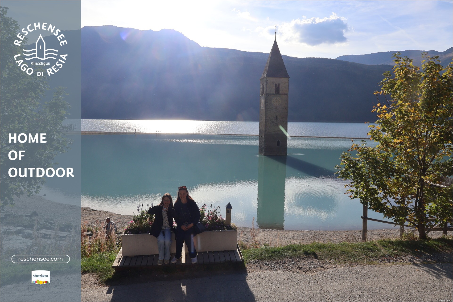 Archived image Webcam Lake Resia and the symbol of Venosta Valley