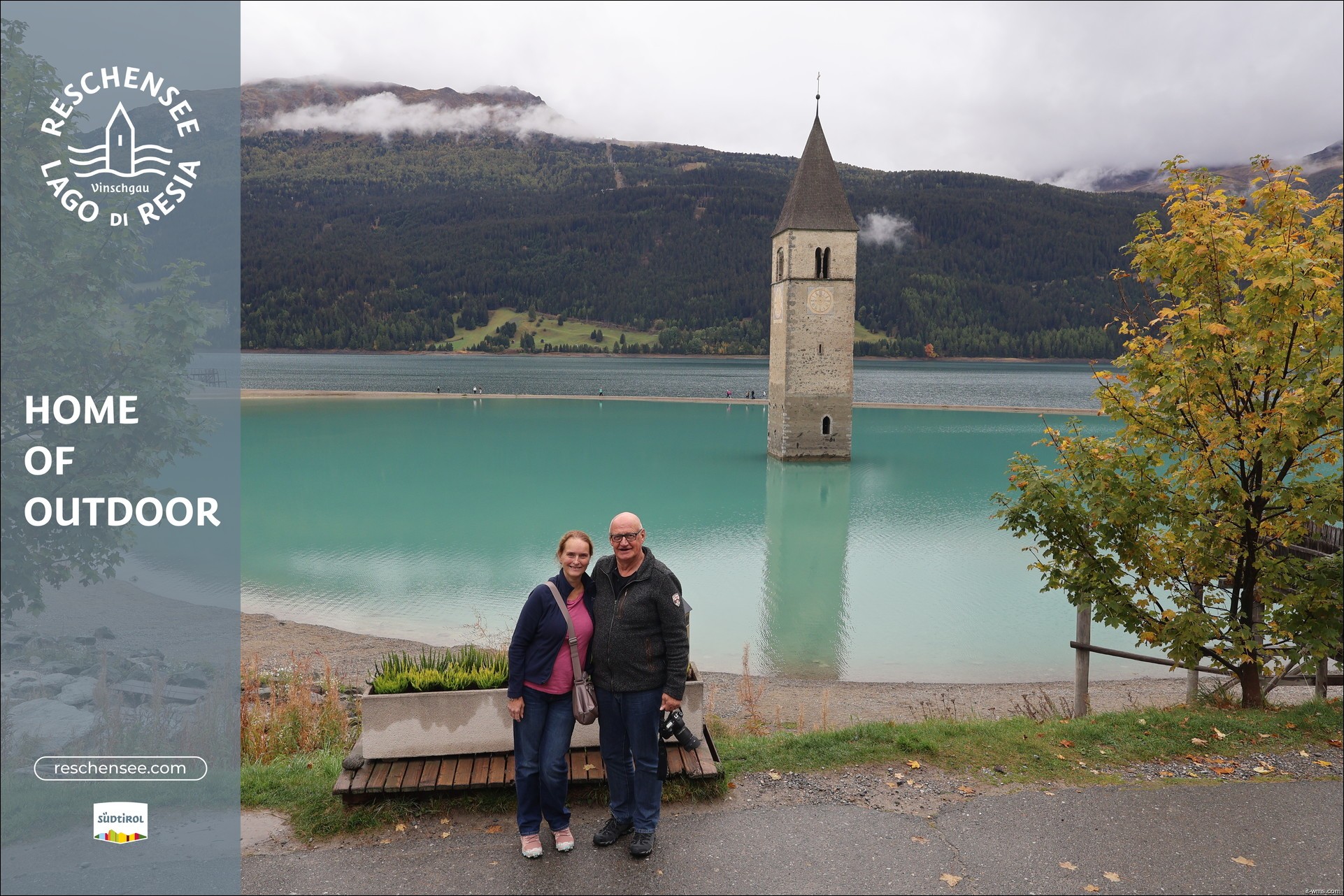 Archived image Webcam Lake Resia and the symbol of Venosta Valley