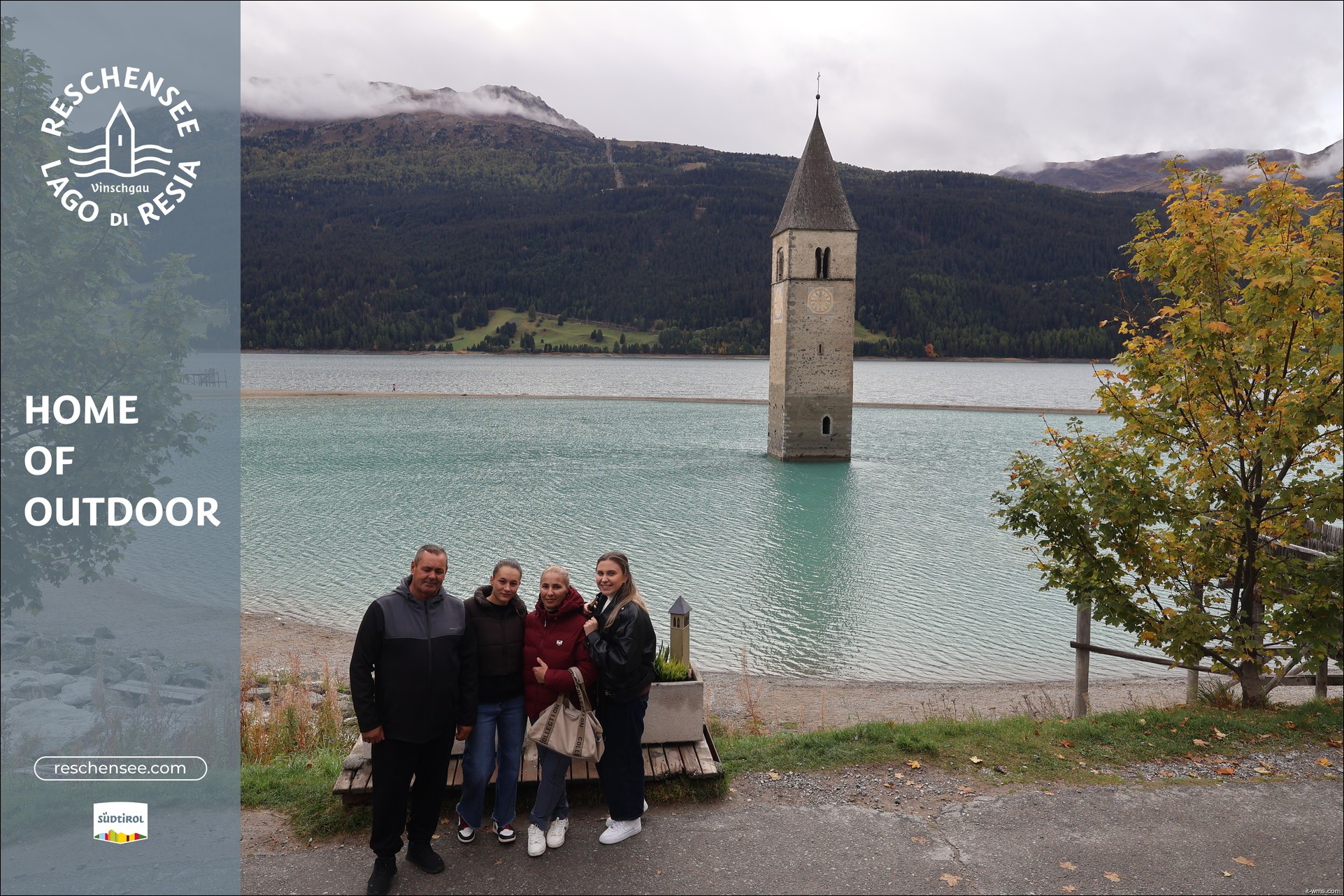Archived image Webcam Lake Resia and the symbol of Venosta Valley