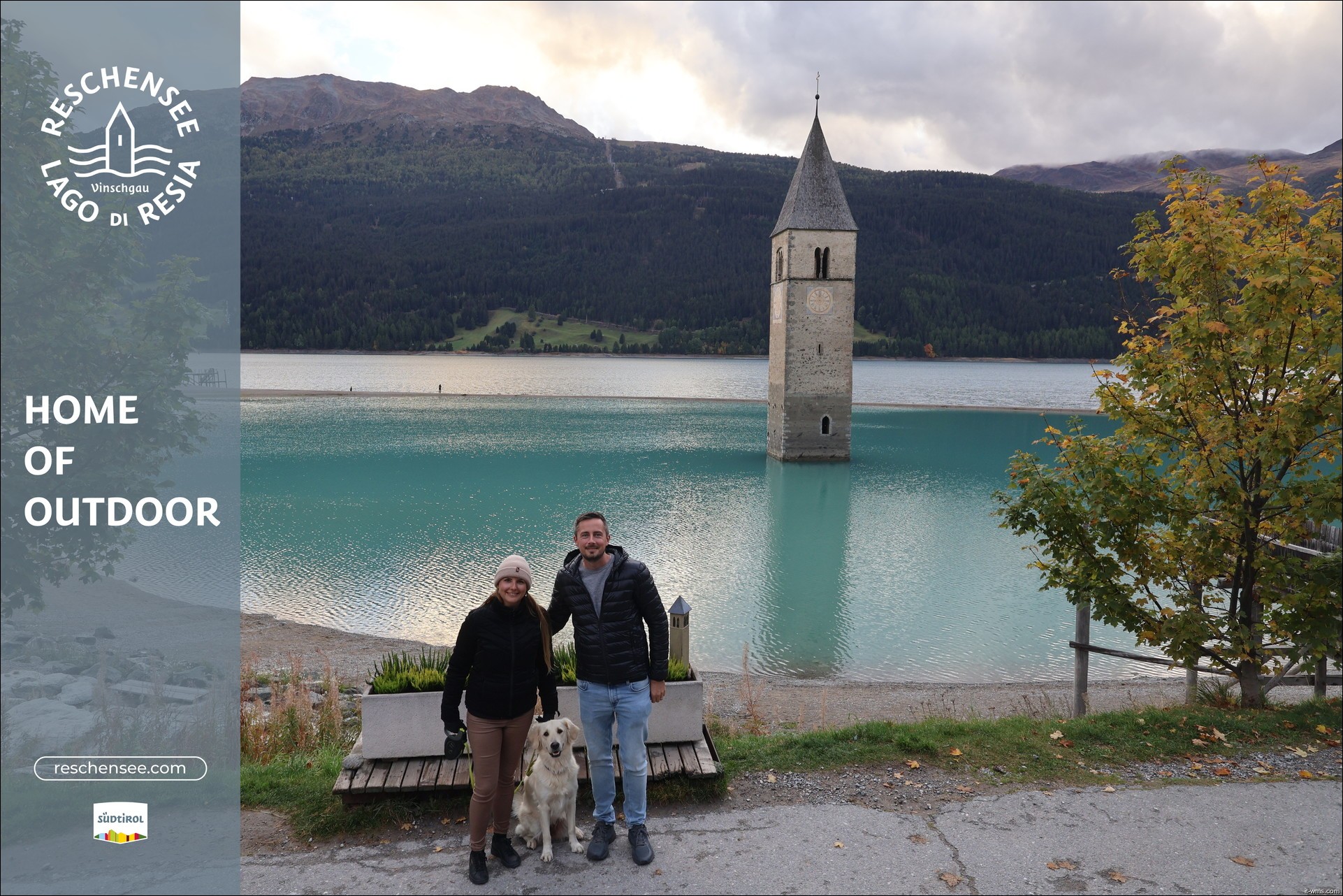 Archived image Webcam Lake Resia and the symbol of Venosta Valley