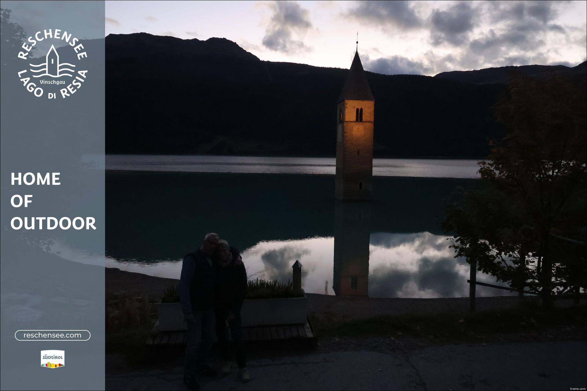 Archived image Webcam Lake Resia and the symbol of Venosta Valley