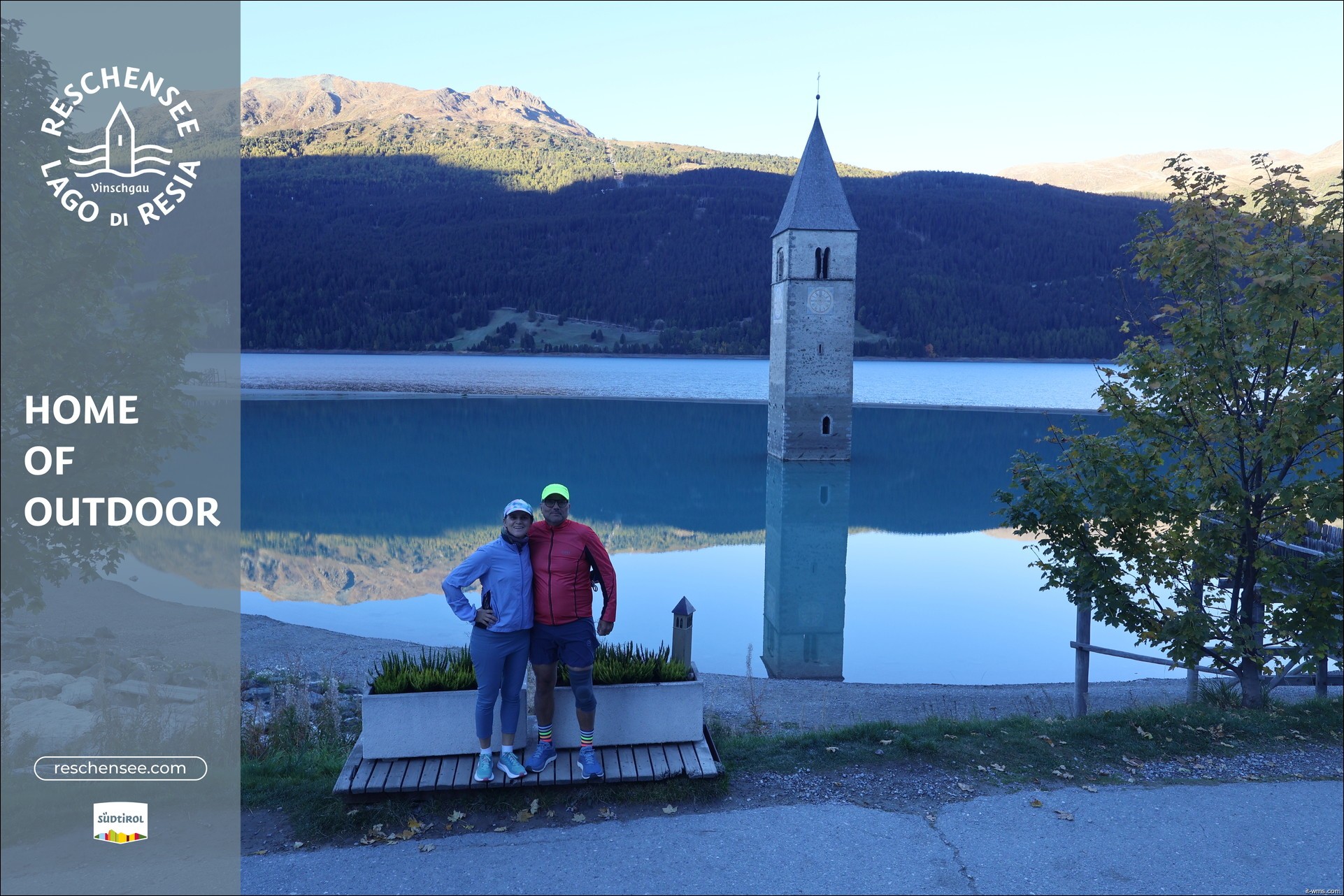 Archived image Webcam Lake Resia and the symbol of Venosta Valley