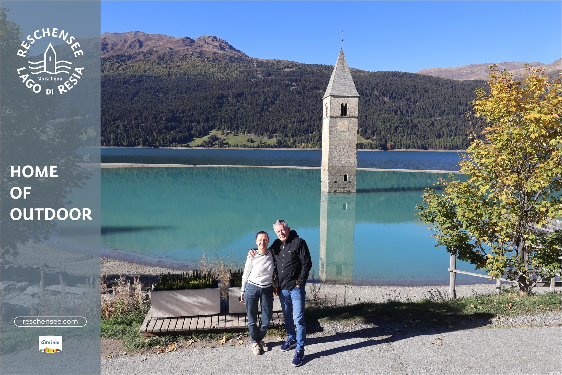 Archived image Webcam Lake Resia and the symbol of Venosta Valley