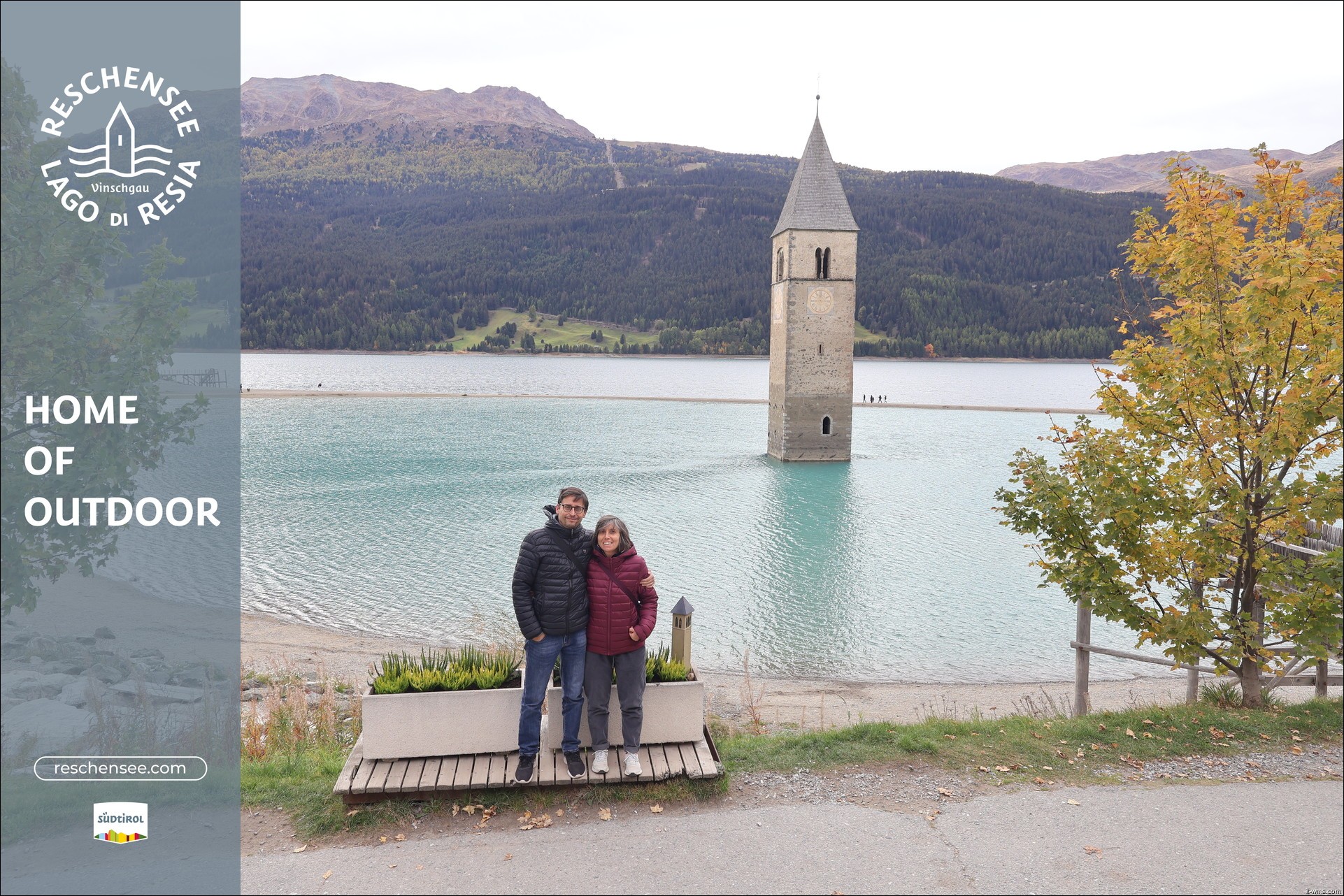 Archived image Webcam Lake Resia and the symbol of Venosta Valley