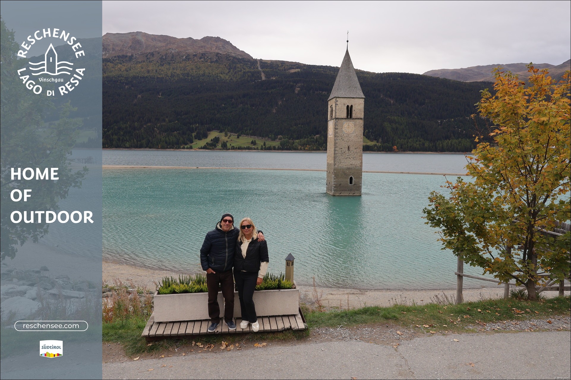 Archived image Webcam Lake Resia and the symbol of Venosta Valley