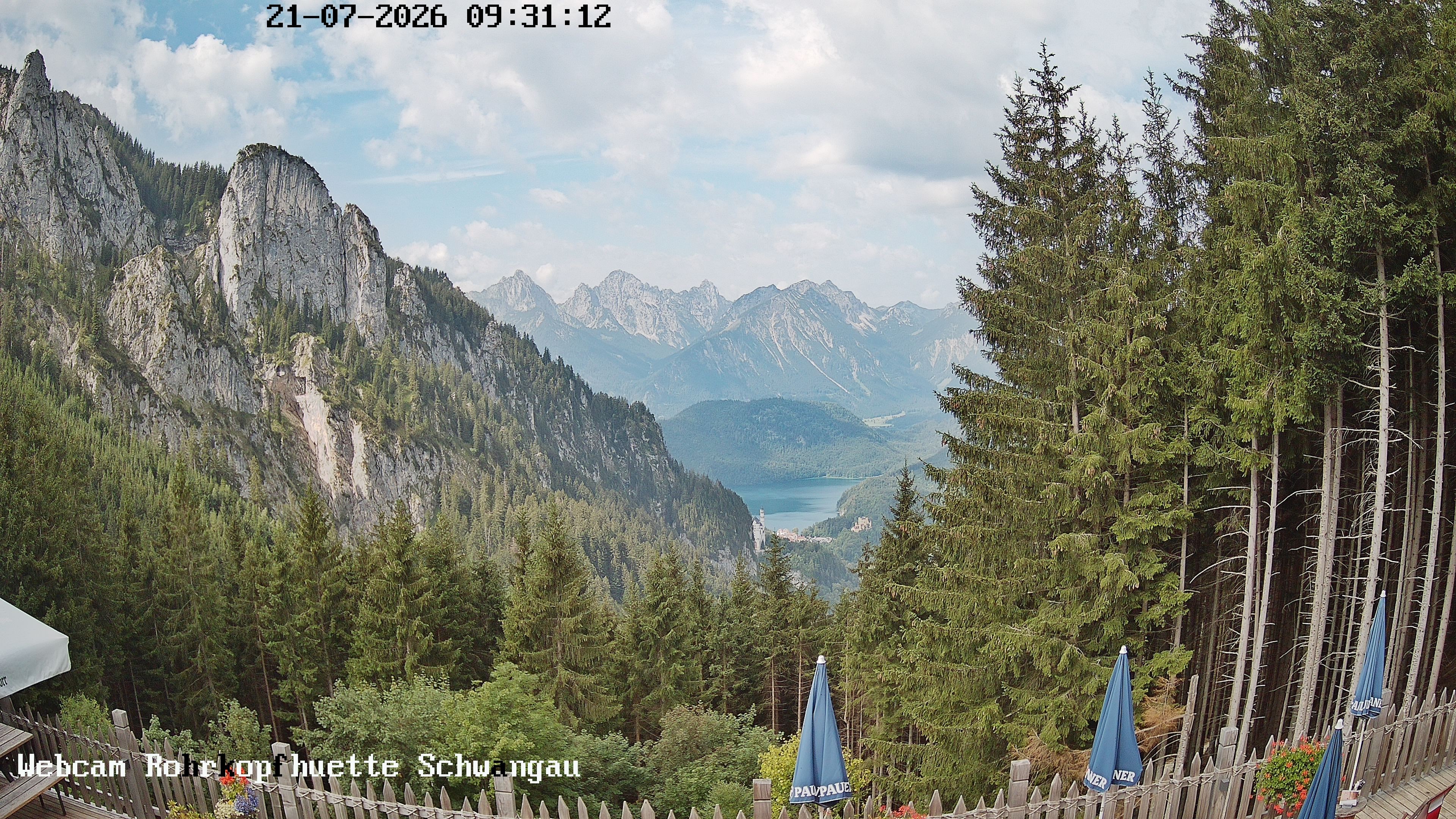 Archiv Foto Webcam Schwangau: Blick von der Rohrkopfhütte ins Tal