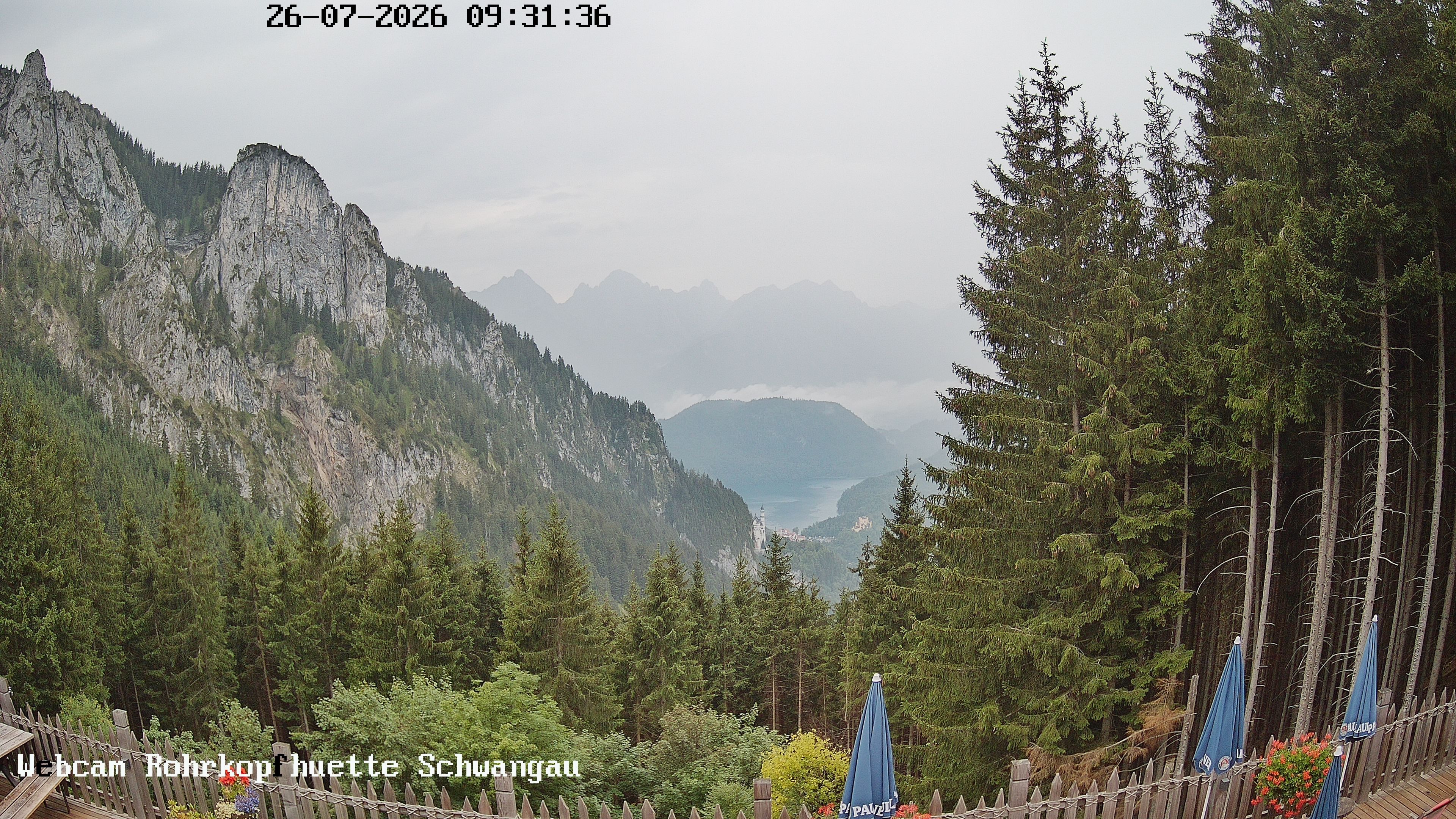 Archiv Foto Webcam Schwangau: Blick von der Rohrkopfhütte ins Tal
