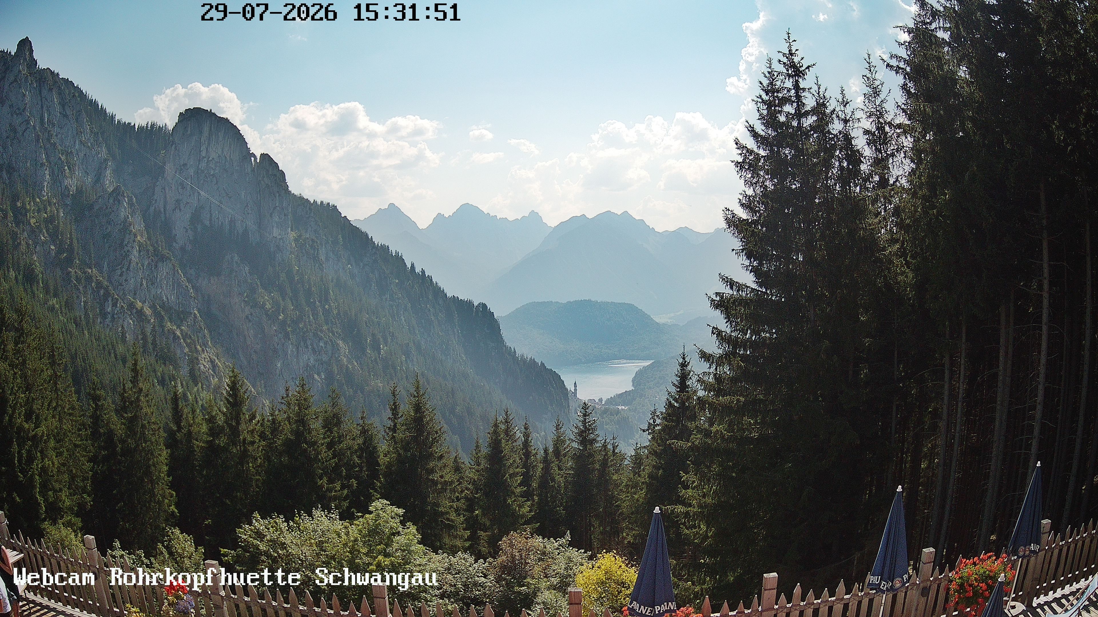 Archiv Foto Webcam Schwangau: Blick von der Rohrkopfhütte ins Tal