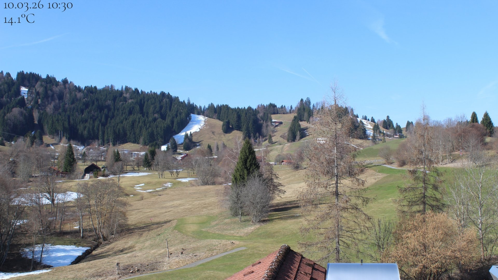 Archiv Foto Webcam Biohotel Schratt in Oberstaufen - Blick Golfplatz