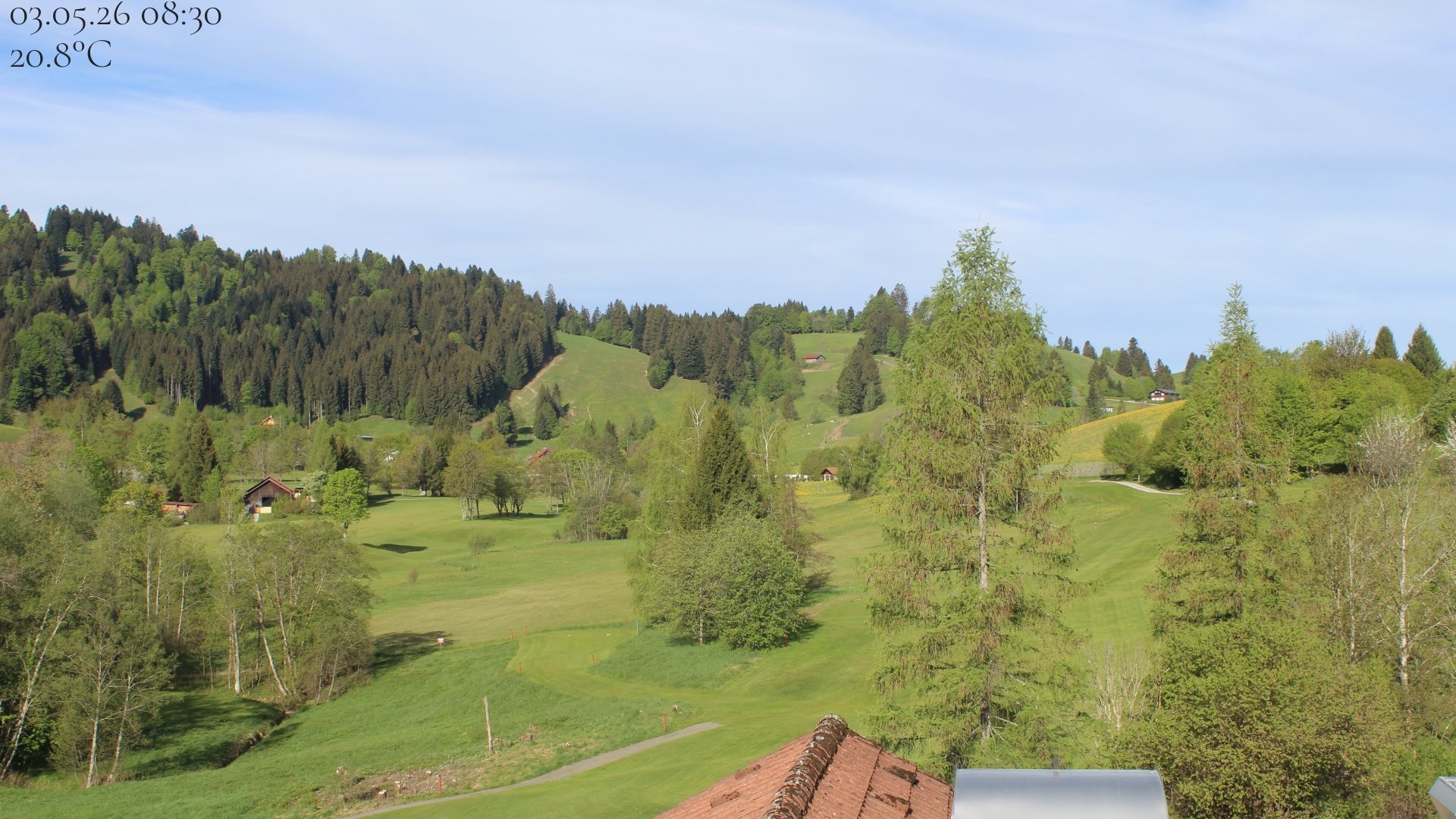 Archiv Foto Webcam Biohotel Schratt in Oberstaufen - Blick Golfplatz