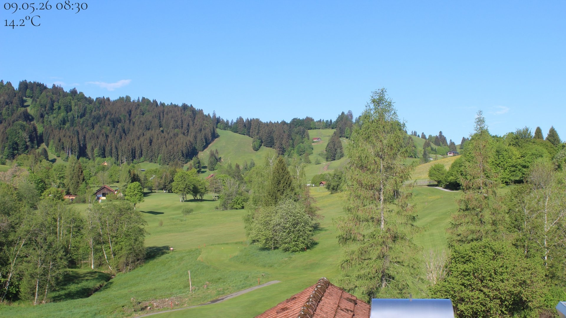 Archiv Foto Webcam Biohotel Schratt in Oberstaufen - Blick Golfplatz