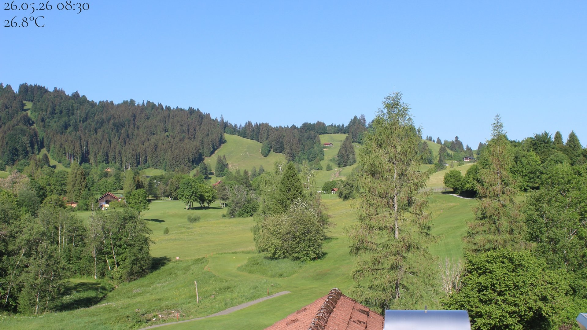 Archived image Webcam Hotel Schratt in Oberstaufen - View Golf Course