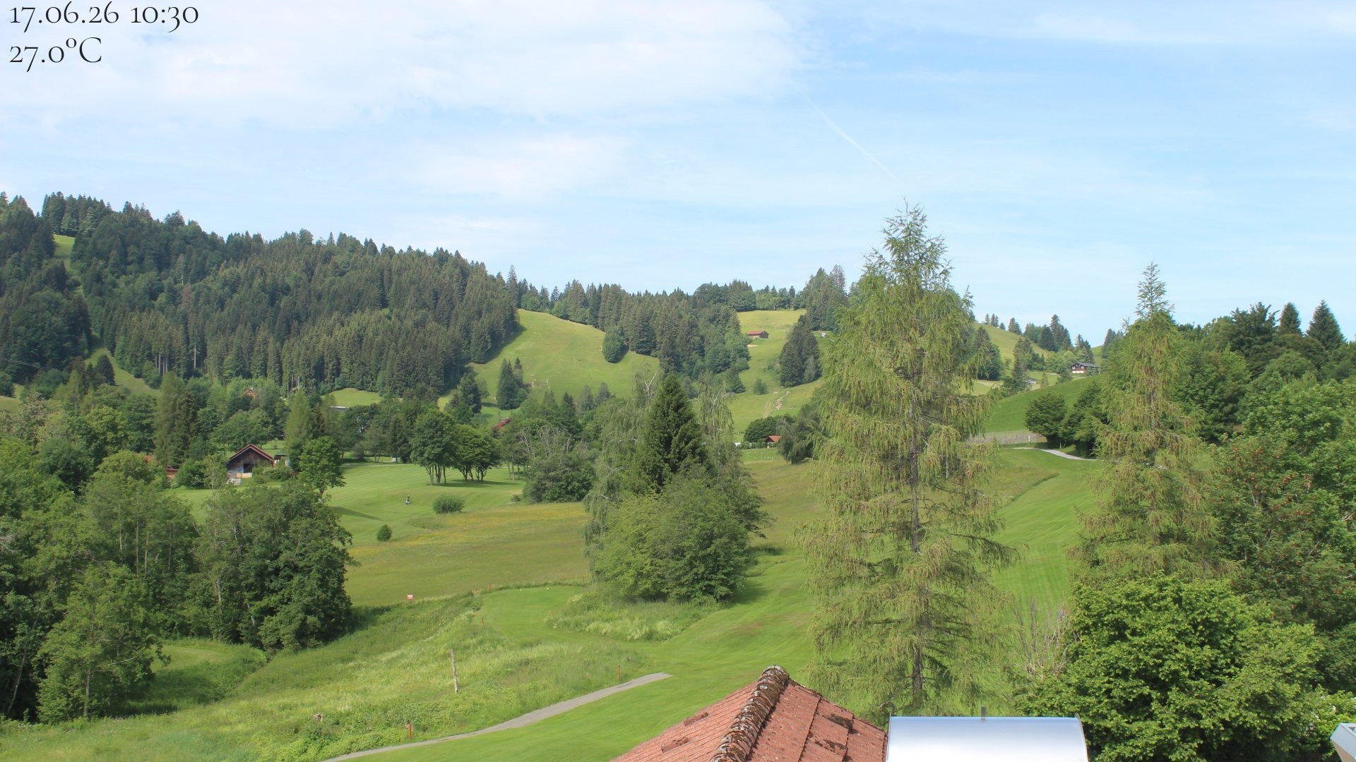 Archived image Webcam Hotel Schratt in Oberstaufen - View Golf Course