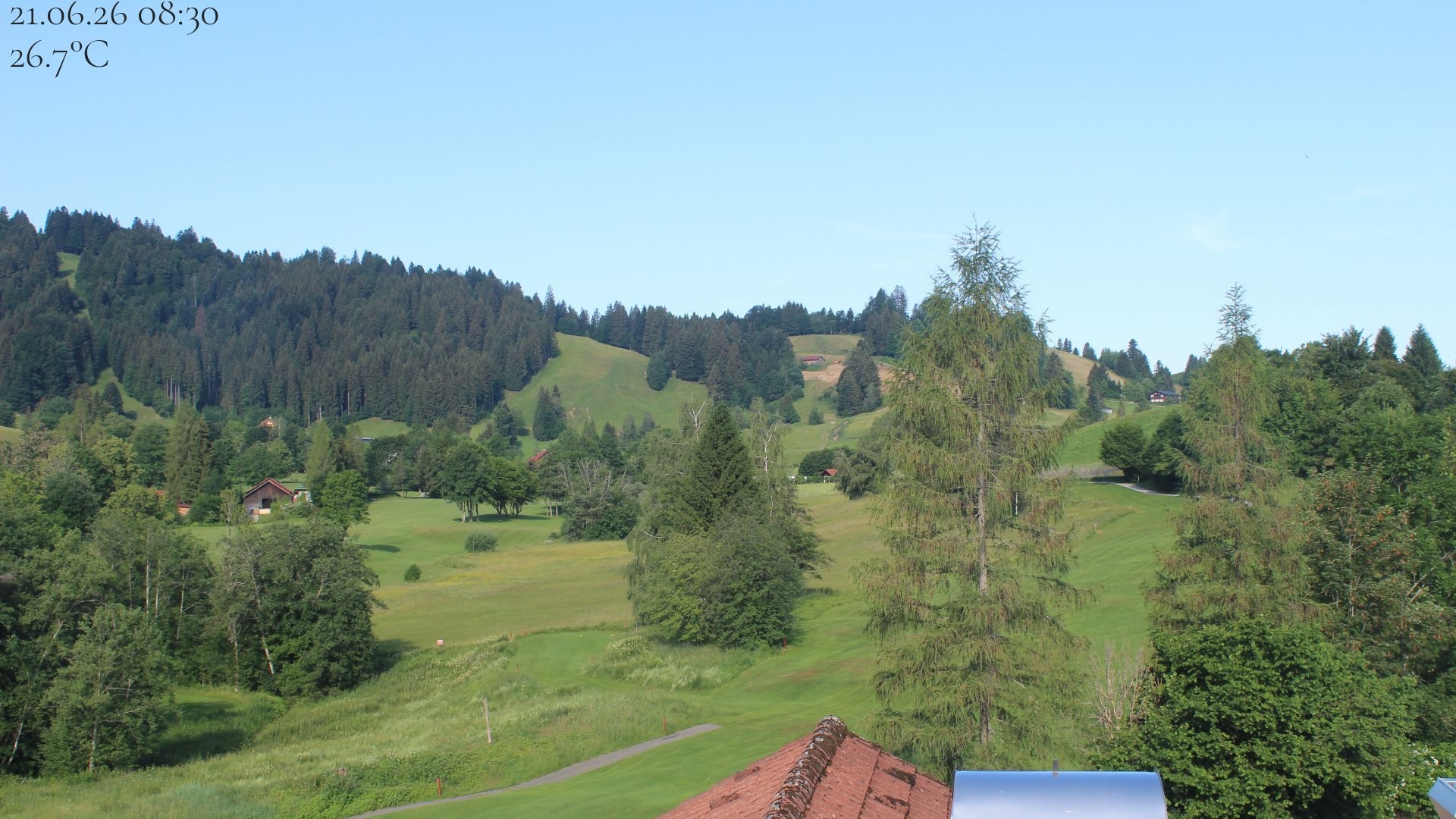 Archived image Webcam Hotel Schratt in Oberstaufen - View Golf Course