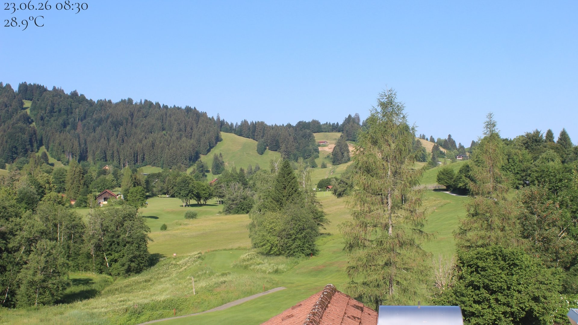 Archiv Foto Webcam Biohotel Schratt in Oberstaufen - Blick Golfplatz