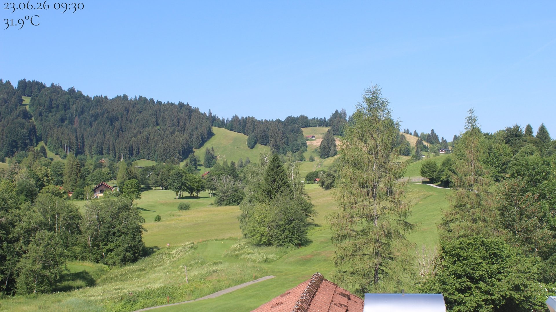 Archiv Foto Webcam Biohotel Schratt in Oberstaufen - Blick Golfplatz