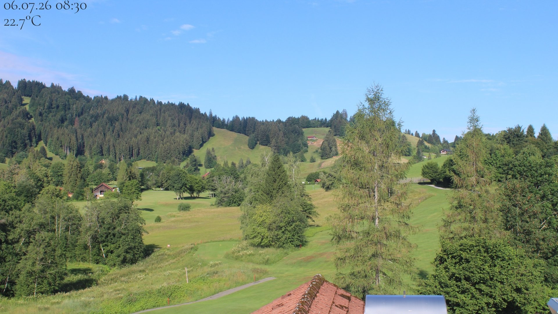 Archived image Webcam Hotel Schratt in Oberstaufen - View Golf Course