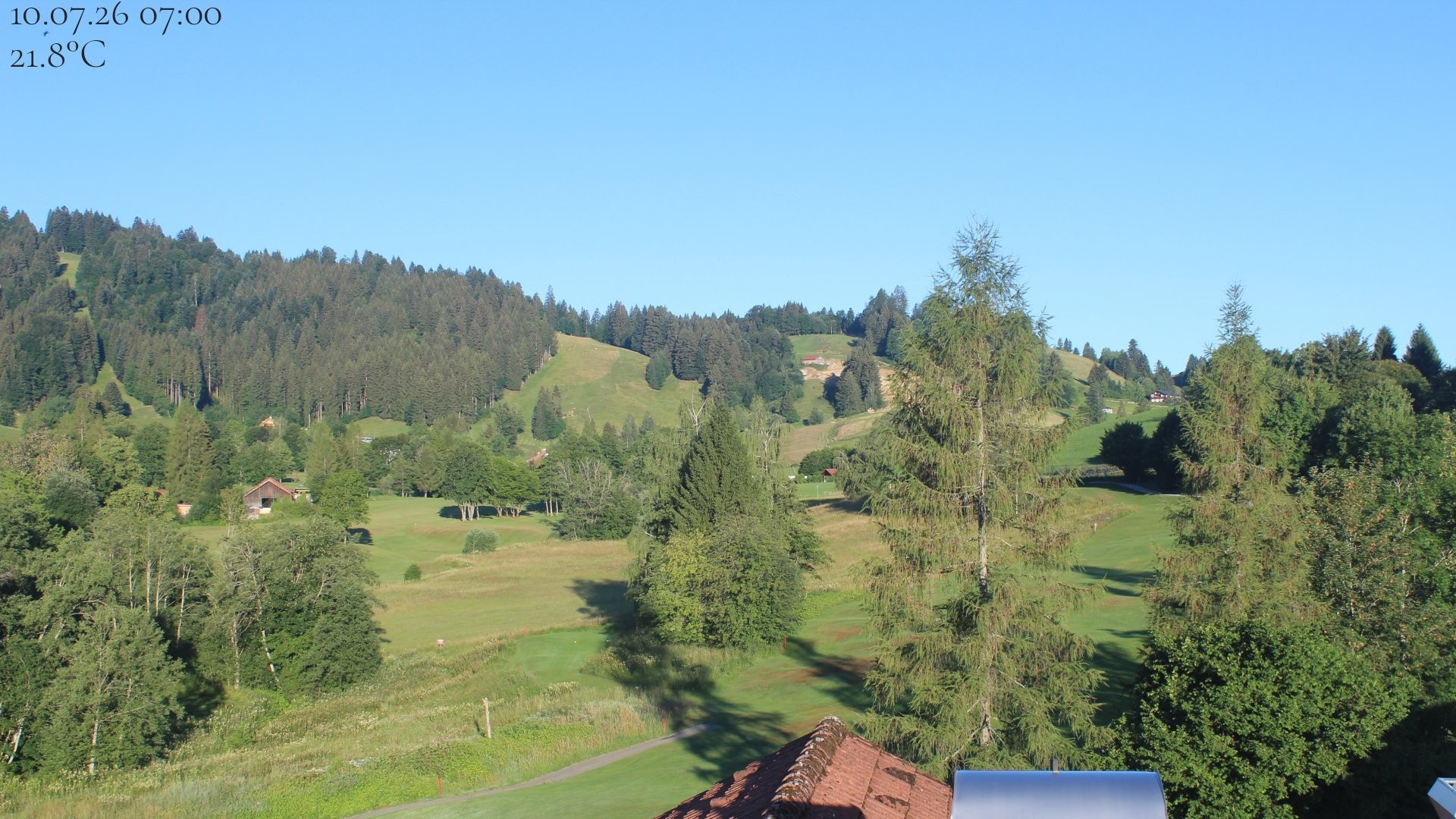 Archiv Foto Webcam Biohotel Schratt in Oberstaufen - Blick Golfplatz