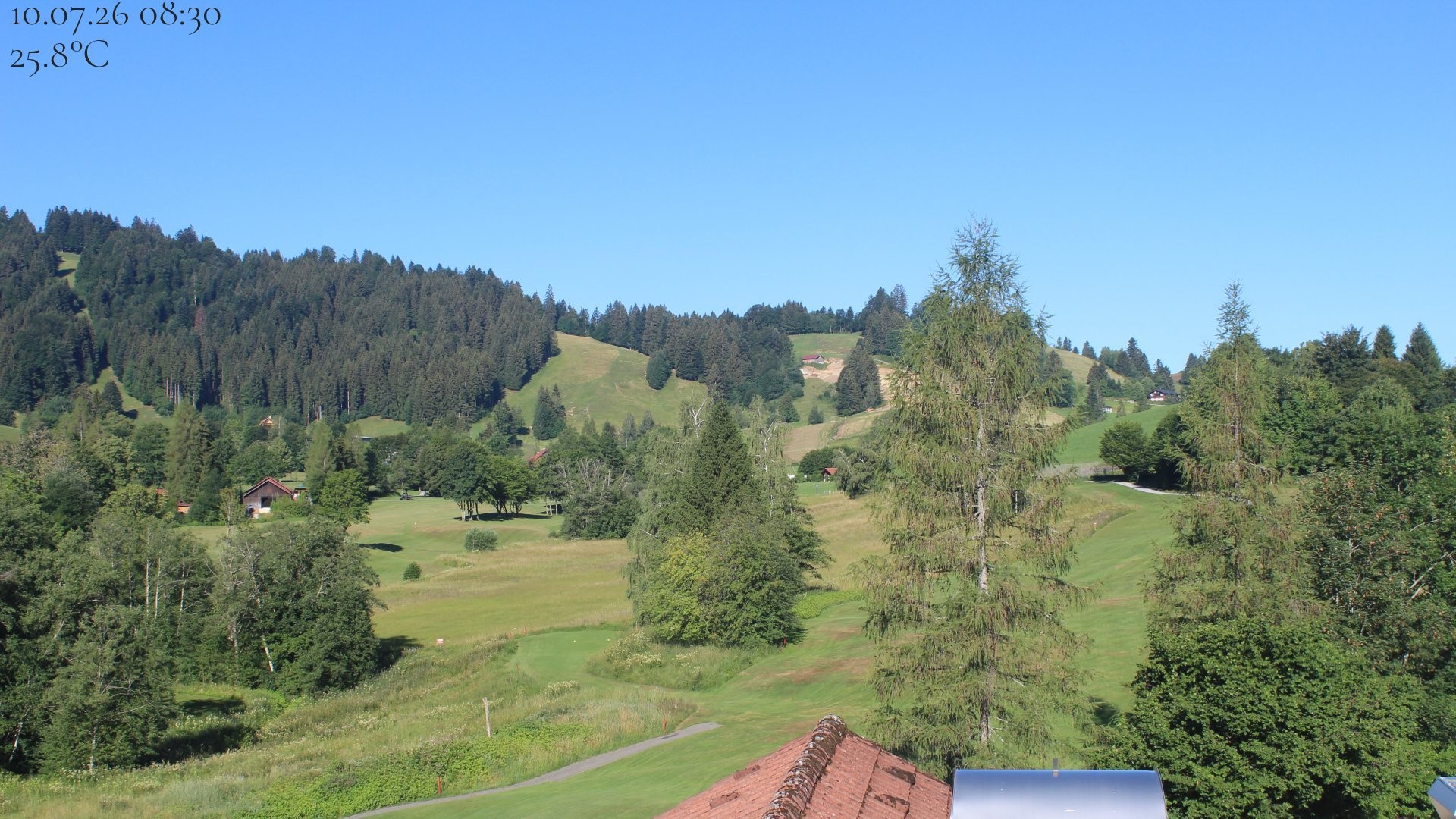 Archiv Foto Webcam Biohotel Schratt in Oberstaufen - Blick Golfplatz