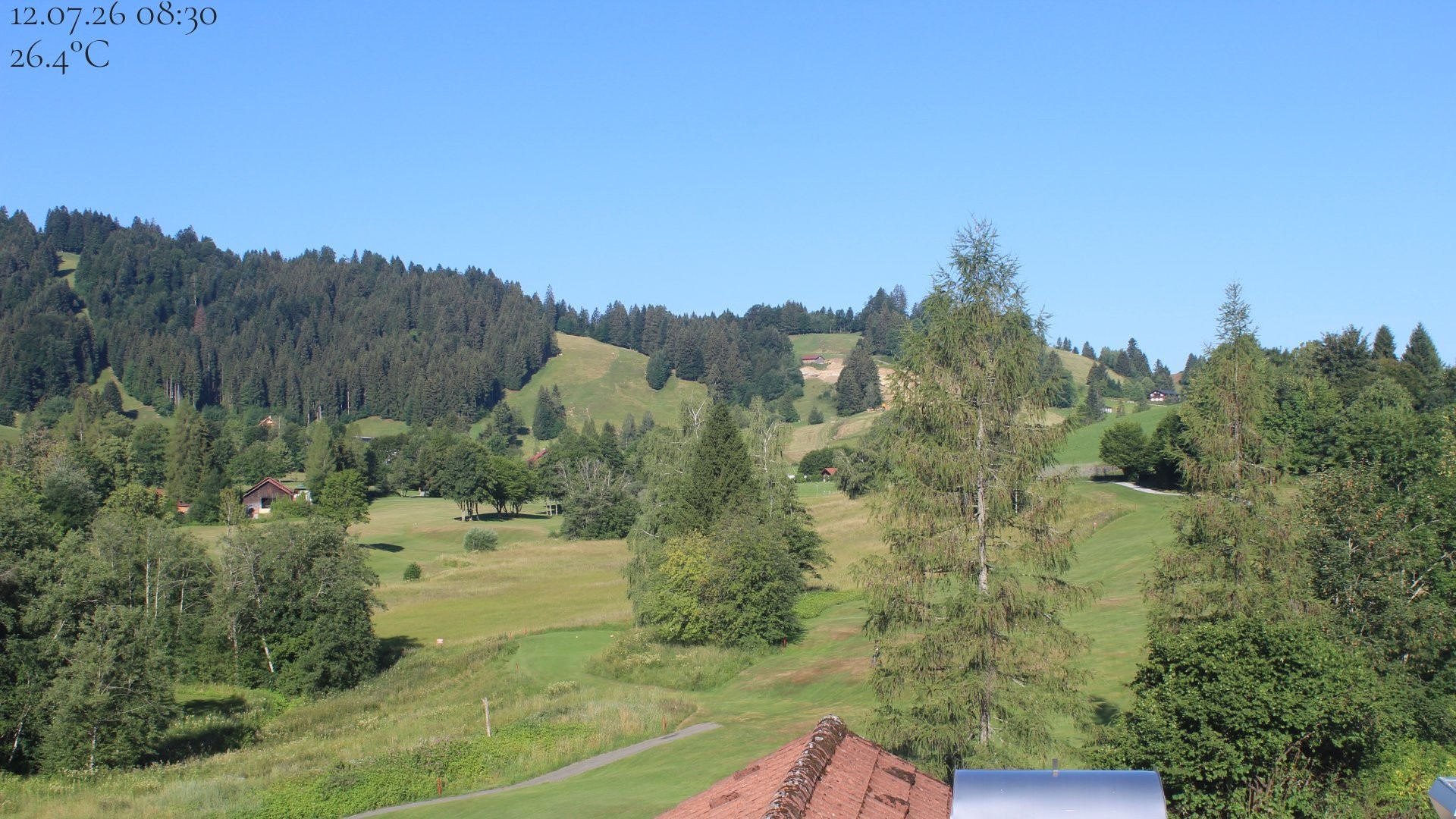 Archived image Webcam Hotel Schratt in Oberstaufen - View Golf Course