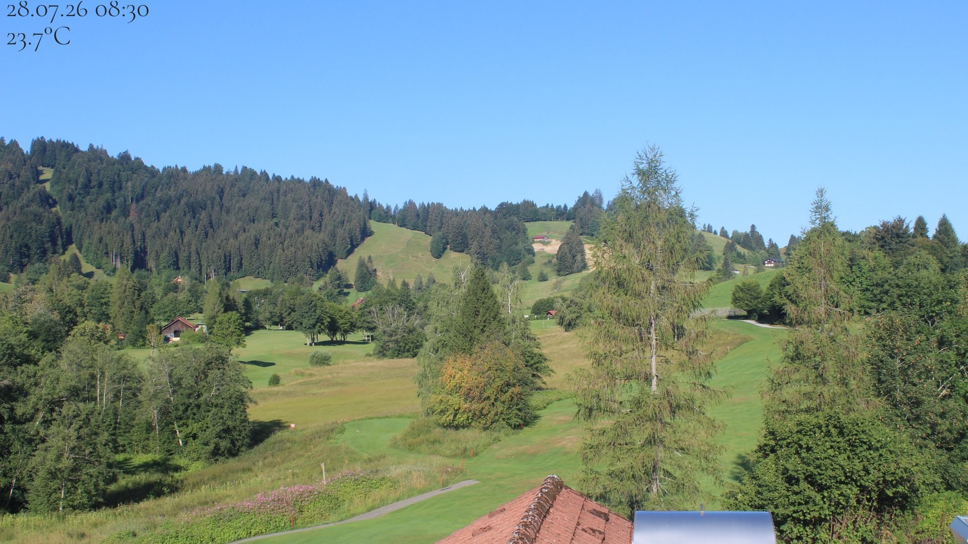 Archiv Foto Webcam Biohotel Schratt in Oberstaufen - Blick Golfplatz