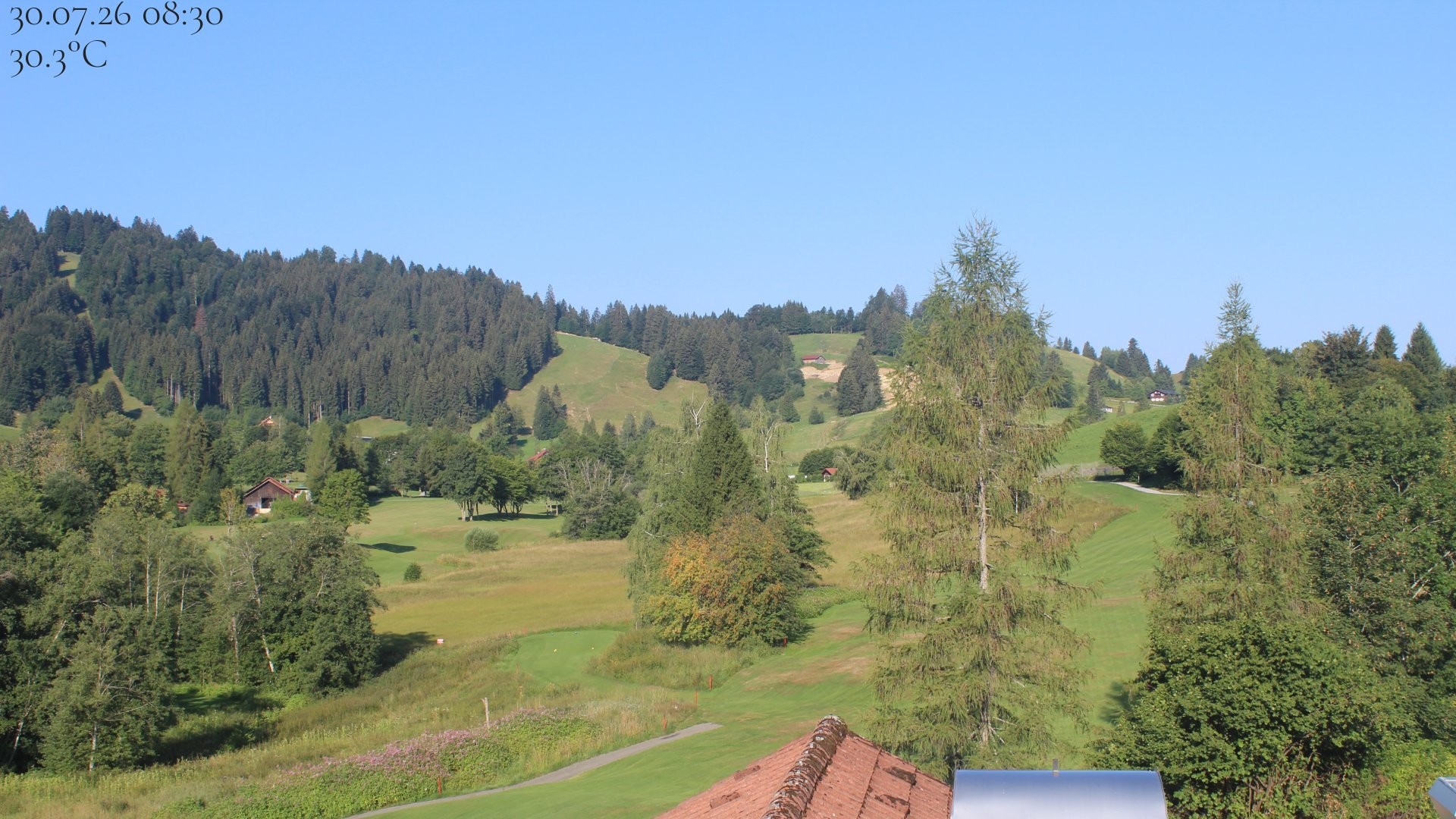 Archiv Foto Webcam Biohotel Schratt in Oberstaufen - Blick Golfplatz