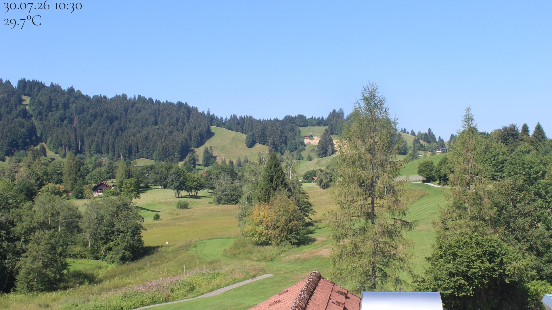 Archiv Foto Webcam Biohotel Schratt in Oberstaufen - Blick Golfplatz