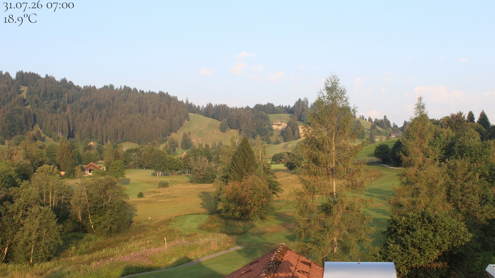 Archiv Foto Webcam Biohotel Schratt in Oberstaufen - Blick Golfplatz
