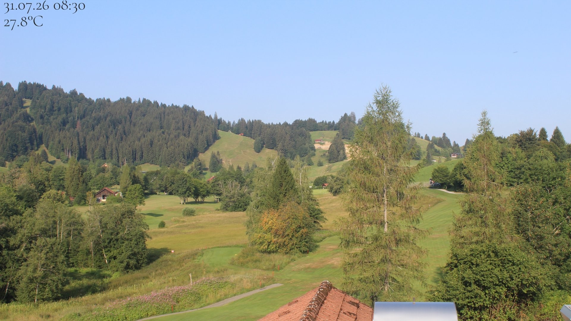 Archiv Foto Webcam Biohotel Schratt in Oberstaufen - Blick Golfplatz