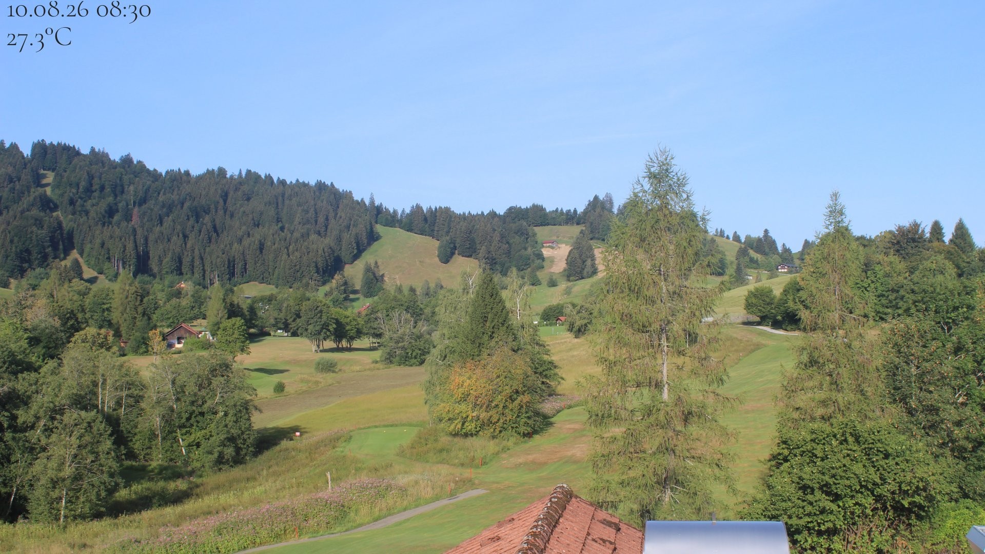Archiv Foto Webcam Biohotel Schratt in Oberstaufen - Blick Golfplatz