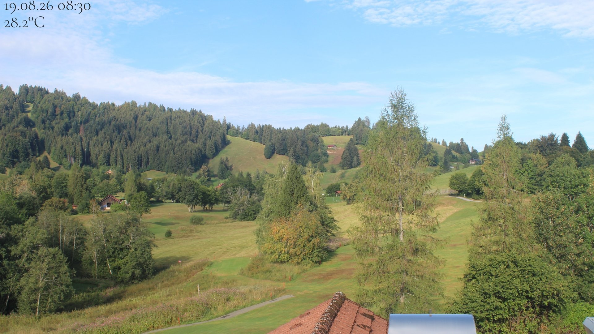Archiv Foto Webcam Biohotel Schratt in Oberstaufen - Blick Golfplatz