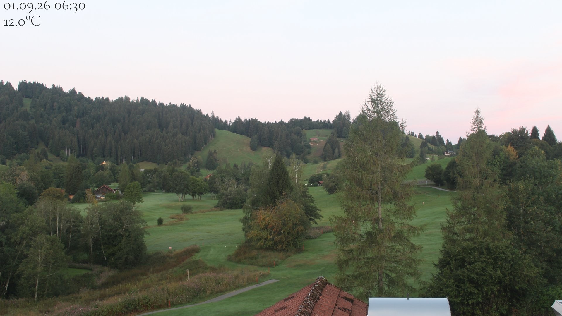 Archiv Foto Webcam Biohotel Schratt in Oberstaufen - Blick Golfplatz