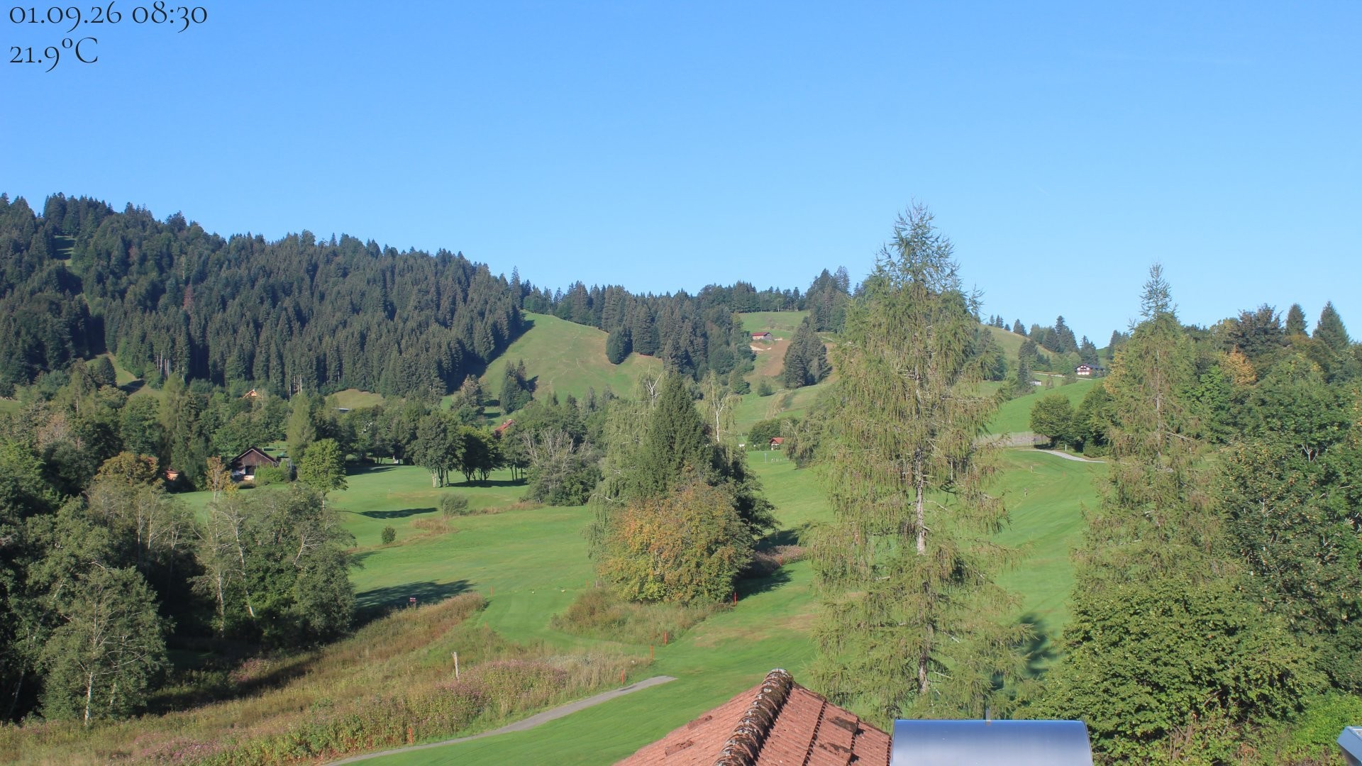 Archiv Foto Webcam Biohotel Schratt in Oberstaufen - Blick Golfplatz