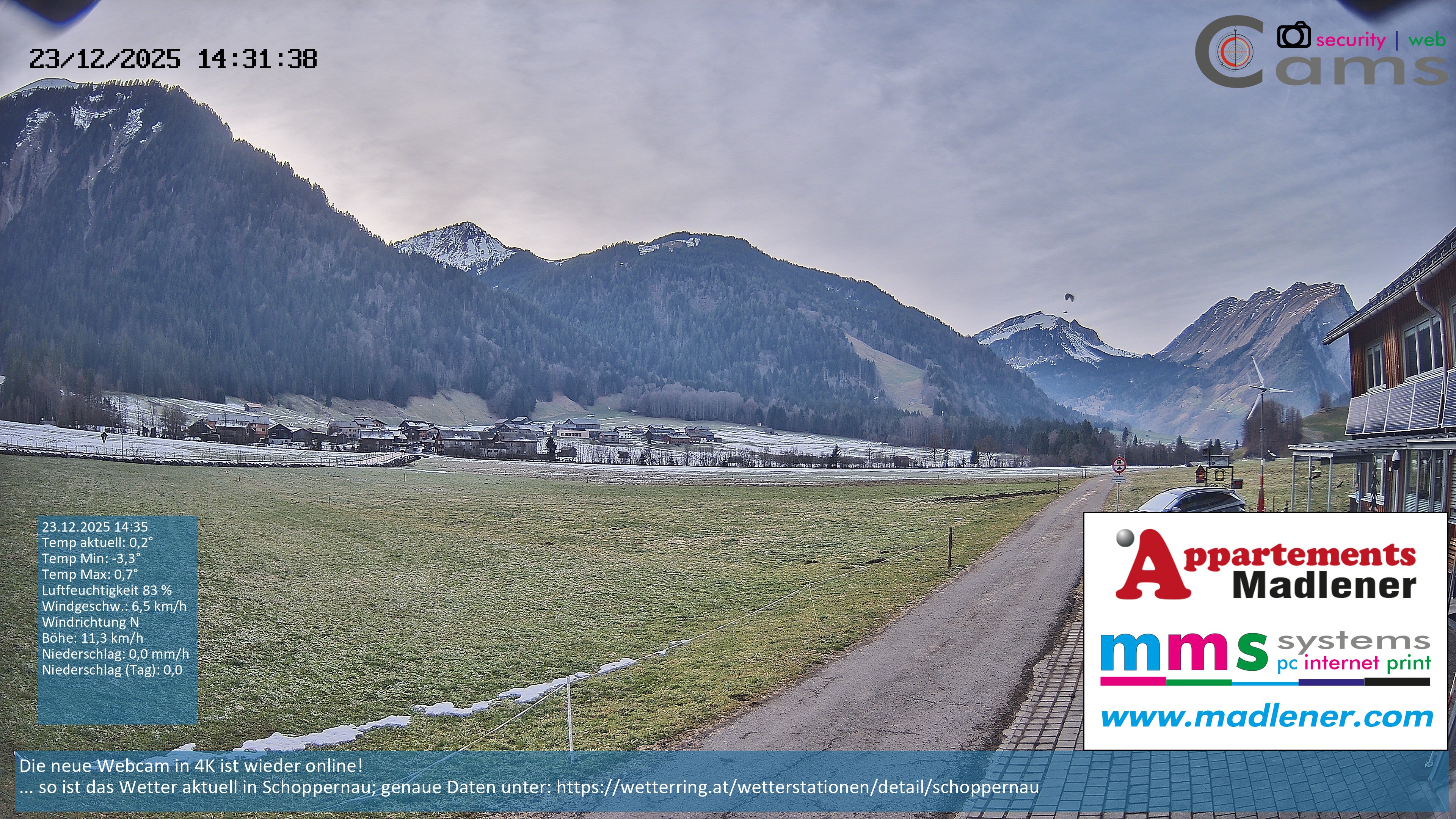 Archiv Foto Webcam Schoppernau Unterdorf im Bregenzerwald